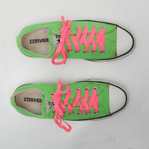 Converse Chuck Taylor All Star Low Top Sneakers Shoes Green Pink Canvas Rubber - Picture 10 of 11